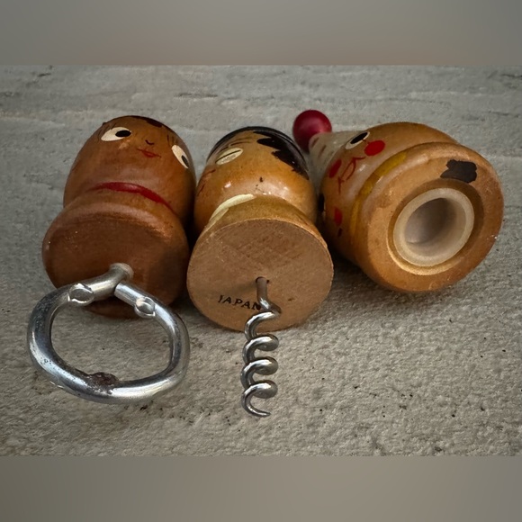 Mid-Century Figural Wood Corkscrew Bottle Opener and Salt and Pepper Shaker Set - Picture 6 of 8